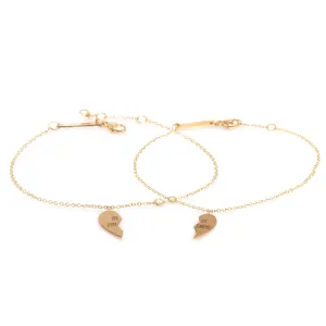 14k Midi Bitty BEST FRIENDS Charm & Diamond Bracelet Set