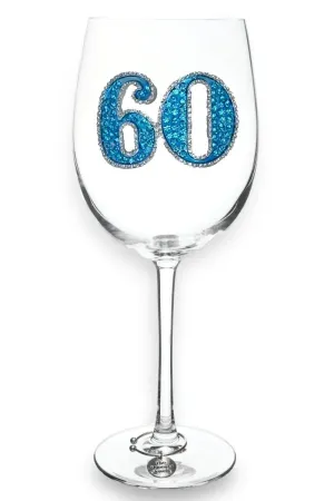 60th Birthday Jeweled Stemmed Wine Glass