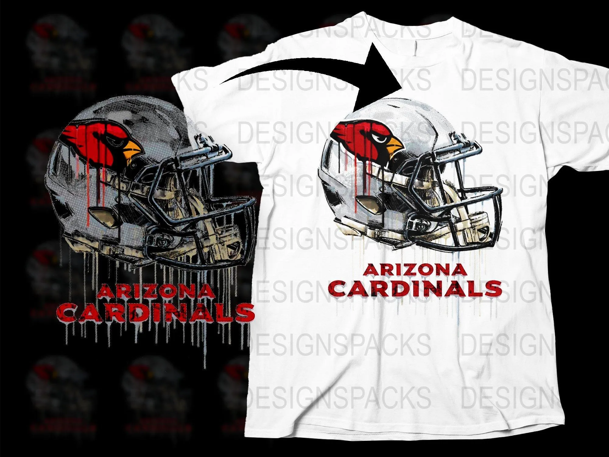 Arizona Cardinals Dripping Football Helmet Graphic Png Digital Download