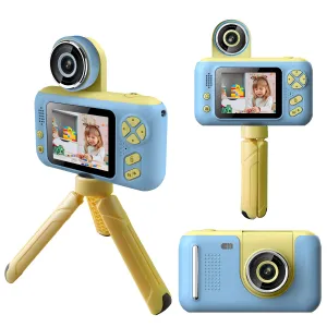 Fresh Fab Finds Kids Digital Camera with Flip Lens Children Video Camcorder Christmas Toy Birthday Gifts with Tripod 2.4in Screen 32G MMC Card for 3-10 Year Old Boys