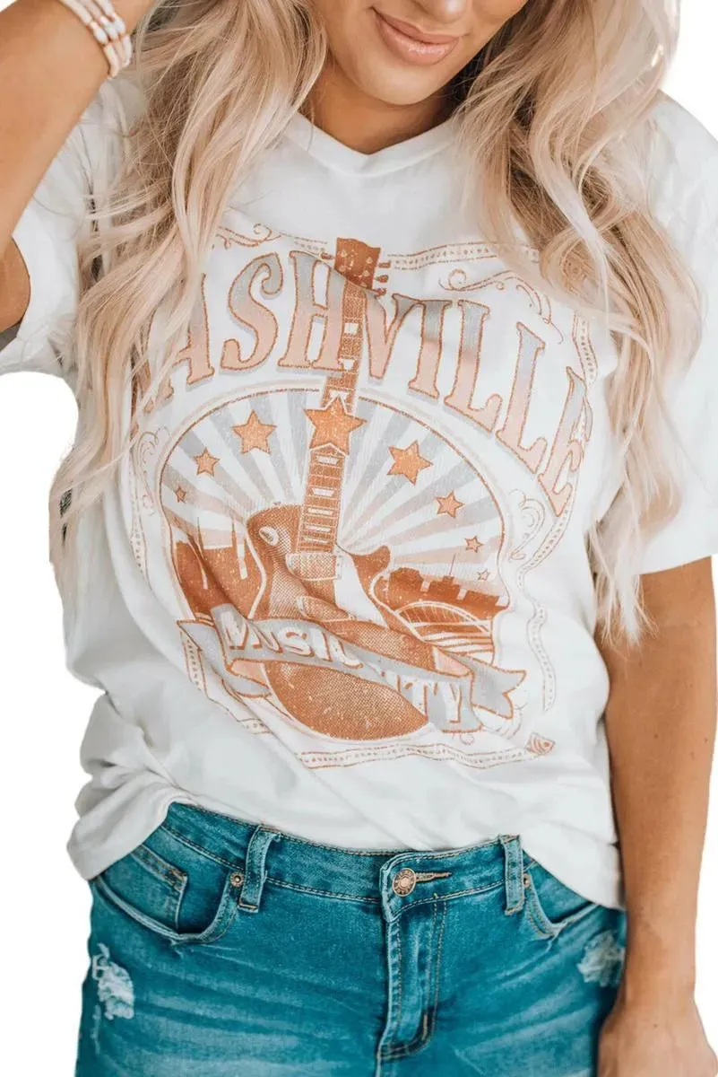 Get the Best Nashville Graphic Printed Short Sleeve Tee for Ladies Today