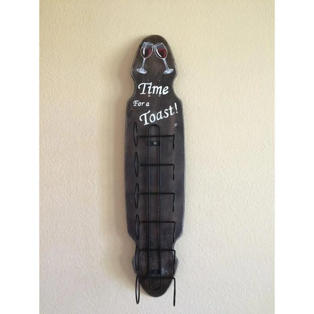 Longboard Art - Wall Wine rack - Time for Toast