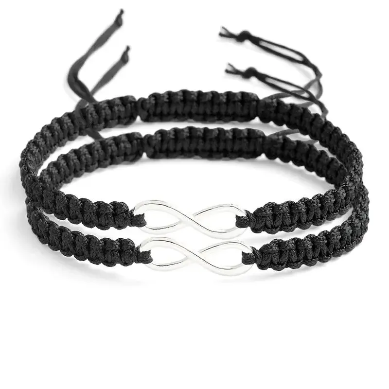 QIHE JEWELRY 2pcs Infinity Braided kit Ribbon bracelet Friendship Bracelet Set friendly Love Couples Bracelet Fashion Jewelry