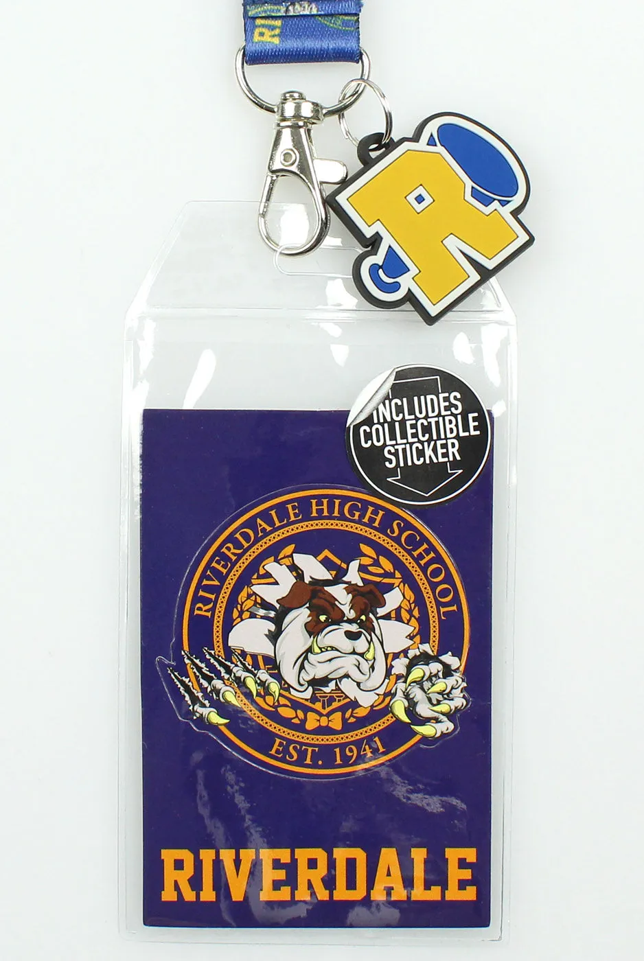 Riverdale ID Lanyard Badge High School Bulldogs With 1.5" Rubber Charm Pendant