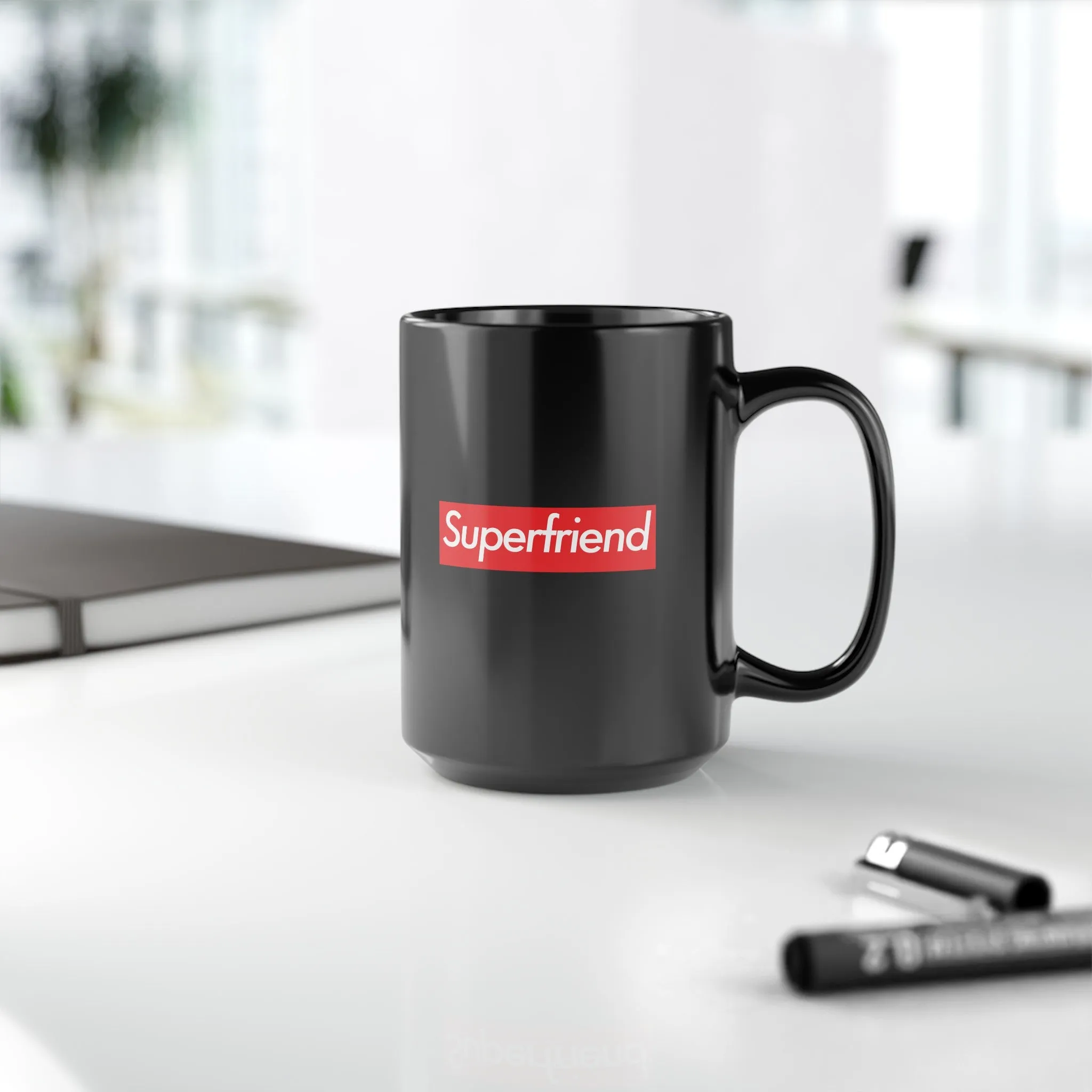 Superfriend Black Mug (11oz, 15oz) super Inspired Funny Friend Friends Appreciation Gift For Colleague Thank You Thankful Birthday Christmas
